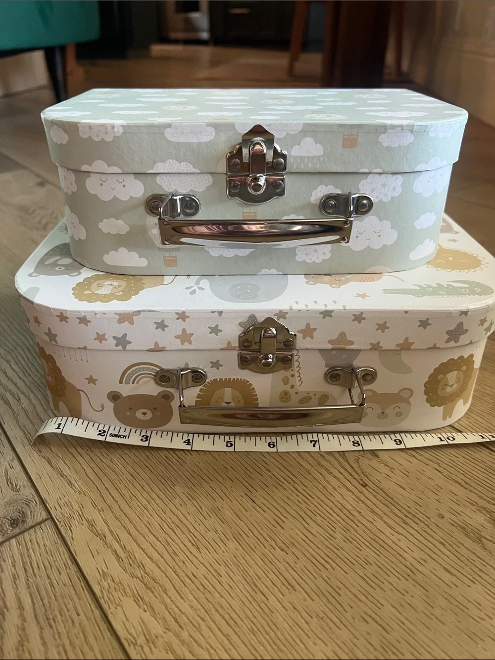 Kids Decorative Storage Suitcases - Cloud & Animal Print - Set of 2